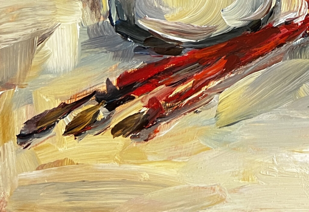 A painting of a person flying in the air